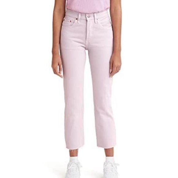 LEVIS WOMENS 501 ORIGINAL CROPPED HIGH RISE WAISTED FITTED STRAIGHT LEG RAW HEM - Picture 1 of 7